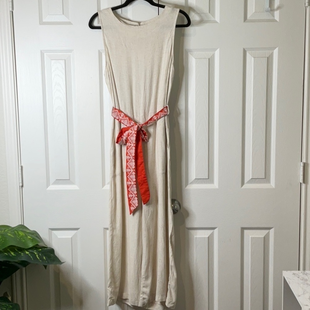 Monteau Los Angeles Women's Romper Linen Blend Pockets Weekend Preppy Size L - Picture 1 of 13